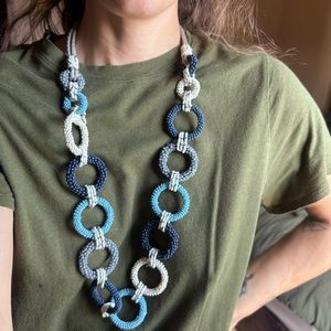 Chico’s Blue Beaded Circle Necklace